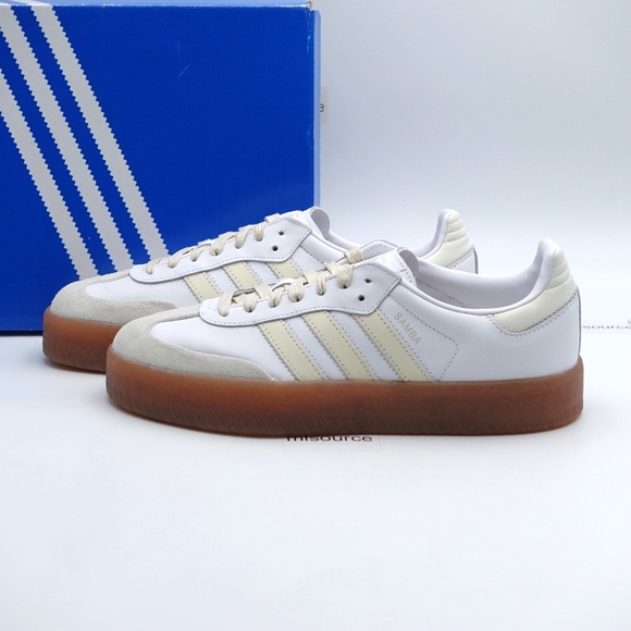NEW adidas Originals Sambae Platform Leather Sneakers IE9107 Beige - Picture 1 of 16